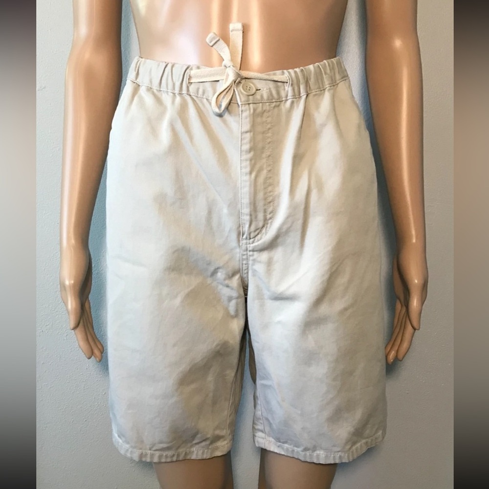 Vintage Hang Ten Women's Shorts SizeXS Beige Zip-Fly Elastic Waist 100% Cotton